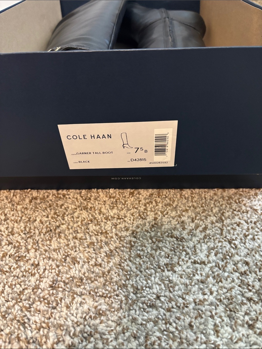 Cole Haan Black Leather Knee-High Stiletto Boots - Picture 3 of 3